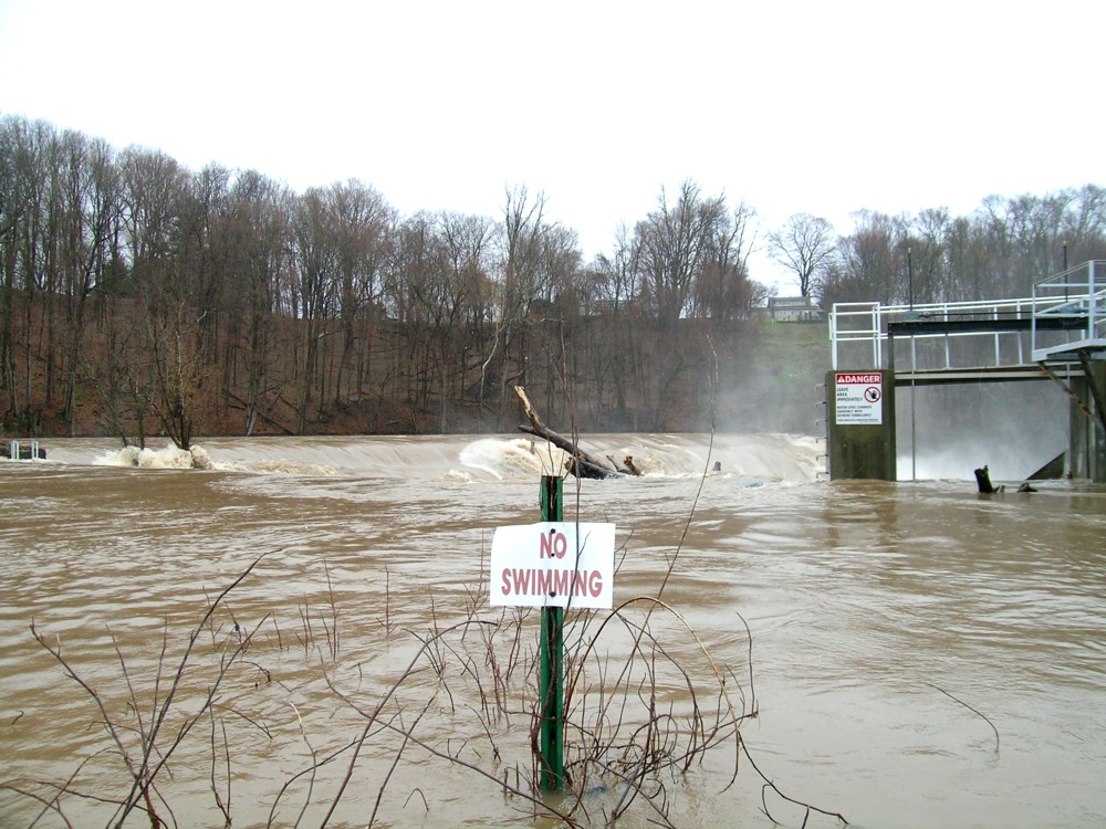 High Falls on the Rondout Creek, during a flood.